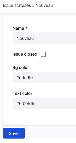 Issue statuses admin
